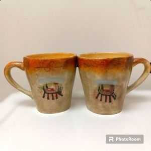 222 Fifth Villa Tuscana Coffee Tea Mugs Cups Retired Handpainted Rustic Country